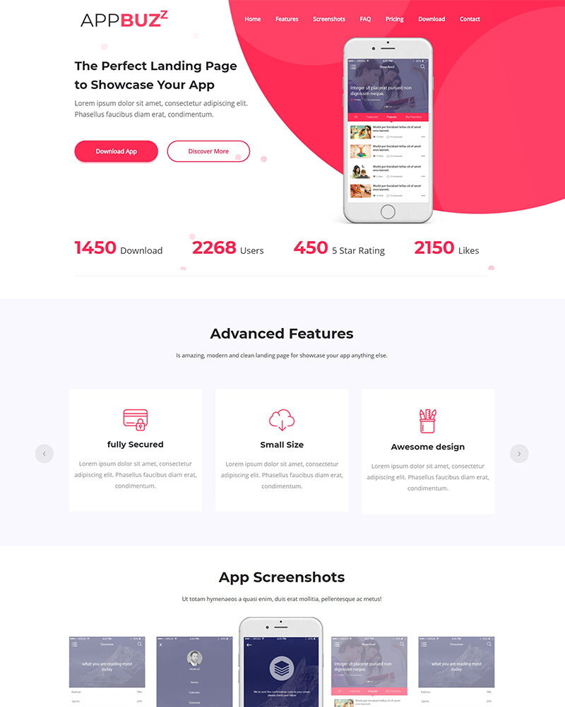 Landing Page  For App